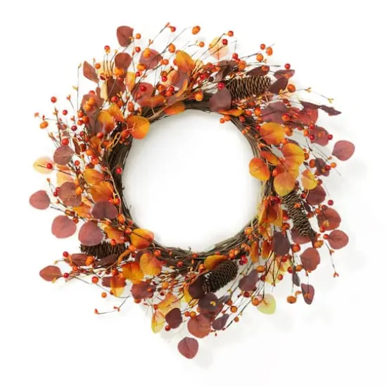 Glitzhome&reg; 22" Fall Eucalyptus Berry Wreath {1}