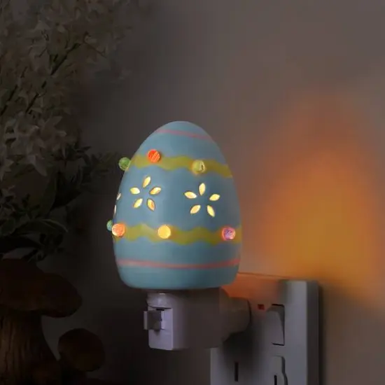 Mr. Cottontail Blue Ceramic Easter Egg Nightlight {3}