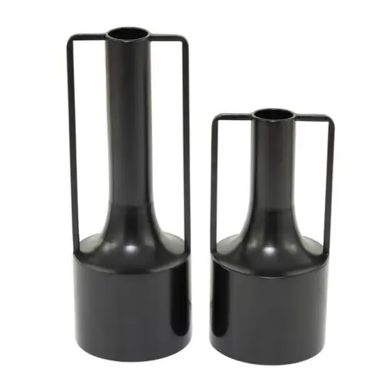Black Metal Vase with Handles Set of 2 16", 12" {6}