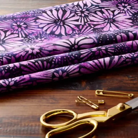 Feldman Batik Plum Tonal Stamp Daisy Cotton Fabric {4}