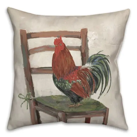 18" Rooster on a Chair Indoor/Outdoor Pillow {4}