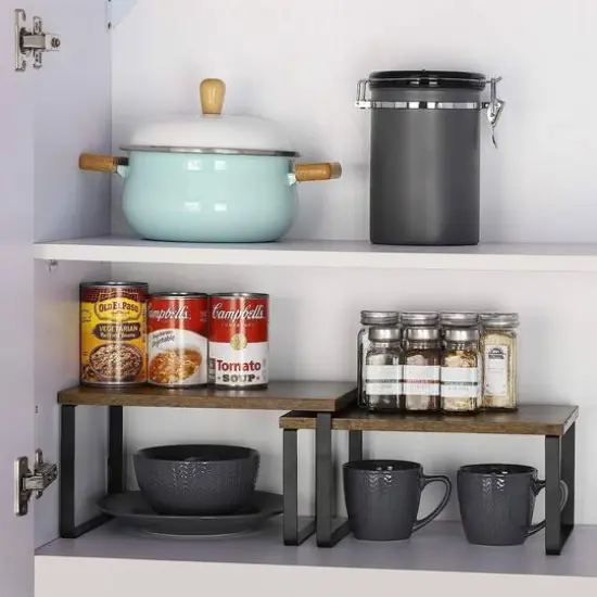 NEX&trade; 12" Rustic Brown & Black 3-Tier Kitchen Cabinet Organizer Set {7}