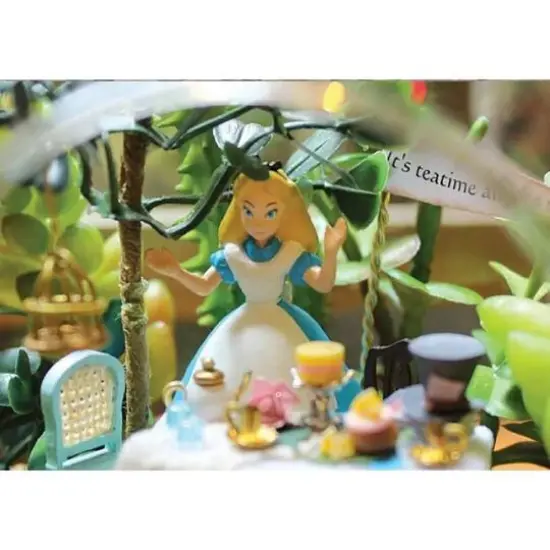 Wizardi Miniature Roombox Alice Forest Afternoon Tea Dollhouse Kit {7}