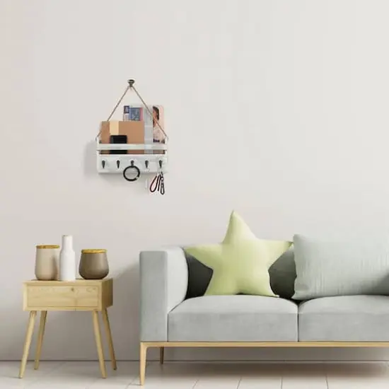 NEX&trade; Weathered Green Hanging Wall-Mounted Mail Organizer with 5 Hooks {7}