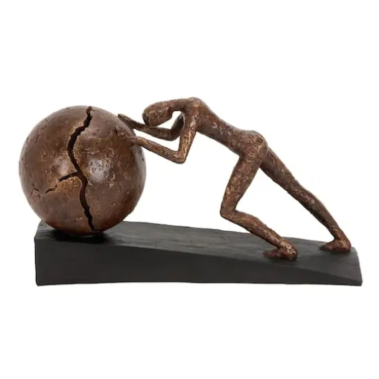 15" Brown Sisyphus Abstract Human Figurine Sculpture {1}