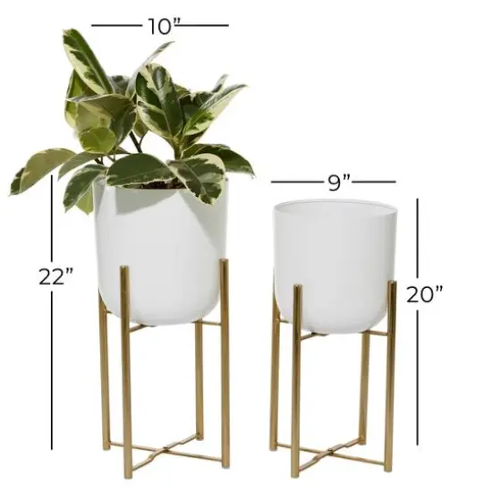 CosmoLiving by Cosmopolitan Set of 2 White Metal Contemporary Planter, 20", 22" {7}