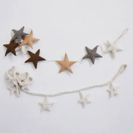 Hello Honey® 6ft. Multicolor Neutral Decorative Wool Felt Star Garland {3}