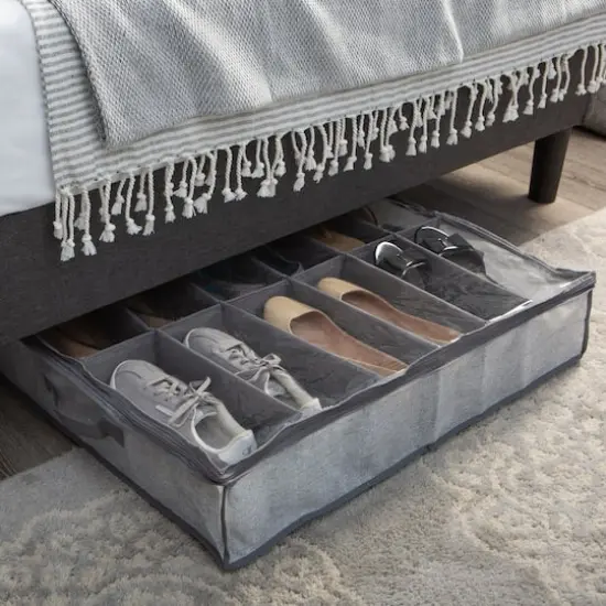 Simplify Heather Gray 12 Pair Under the Bed Shoe Storage Box {3}