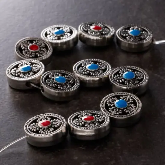 Red & Blue Coin Disc Beads, 17mm by Bead Landing&trade; {3}