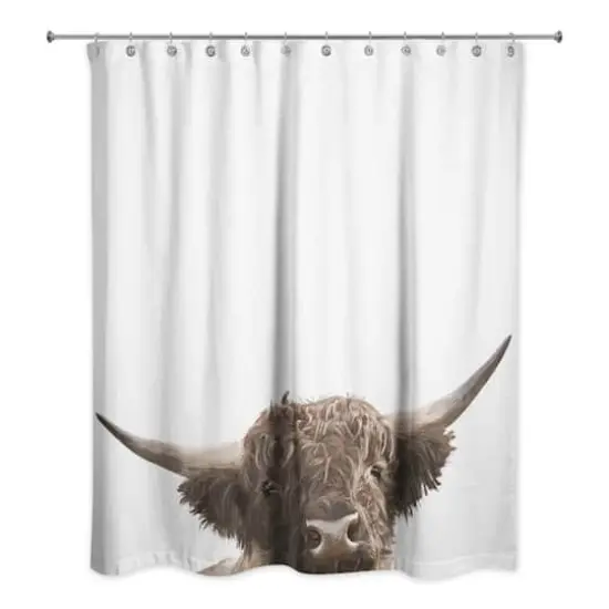 Painterly Peeking Cow 71" x 74" Shower Curtain {3}