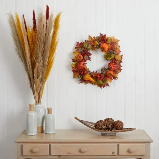 24" Pumpkin, Gourd, Berry & Maple Leaf Wreath {3}