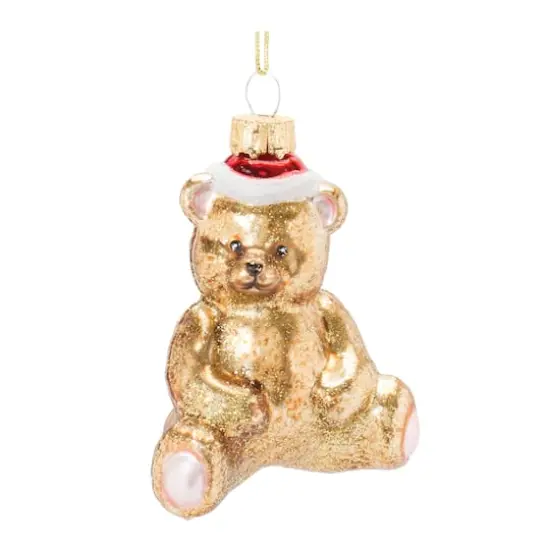 12ct. Gold Glass Teddy Bear Ornaments {1}