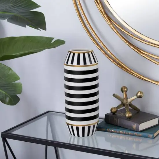 Black Ceramic Modern Vase, 13" x 5" x 5" {6}