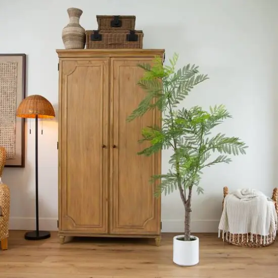 6ft. Artificial Minimalist Jacaranda Tree in White Decorative Planter {10}