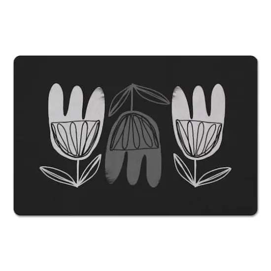 Mid Mod Gray Florals 27" x 18" Floor Mat {4}