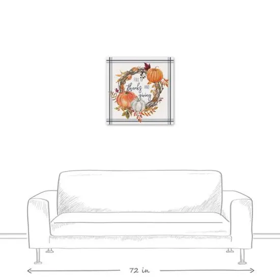 Thanks And Giving Fall Wreath Canvas Wall Art {6}