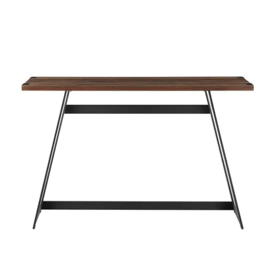 Walker Edison Dark Walnut Faux Wrap Modern Industrial Entry Table {6}