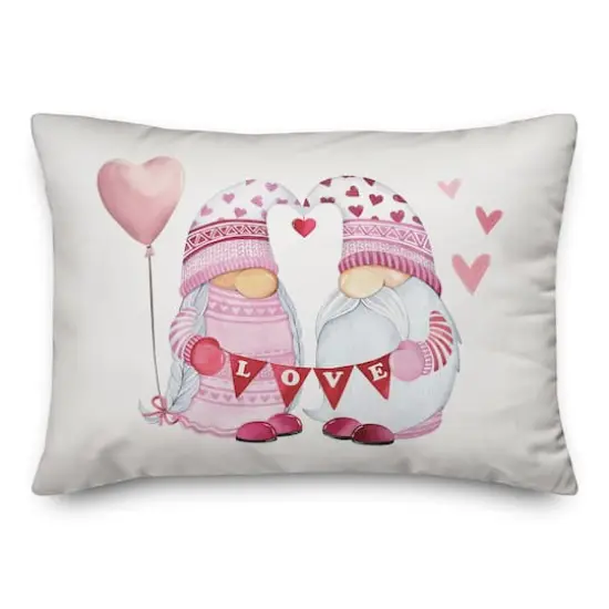 Valentine Gnomes Rectangle Throw Pillow {3}