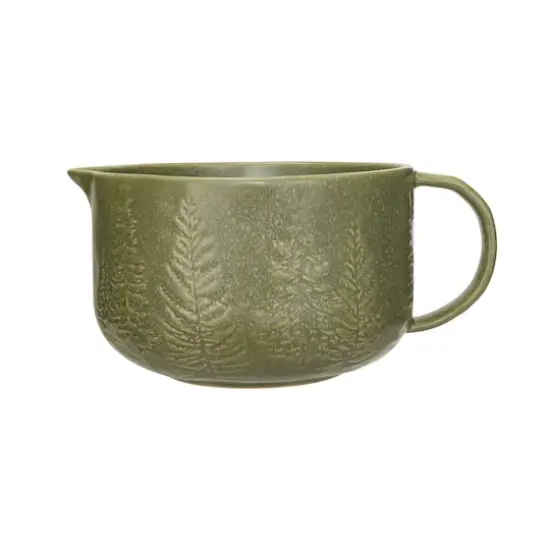 Hello Honey® 4qt. Green Trees & Matte Reactive Glaze Stoneware Batter Bowl with Handle {1}