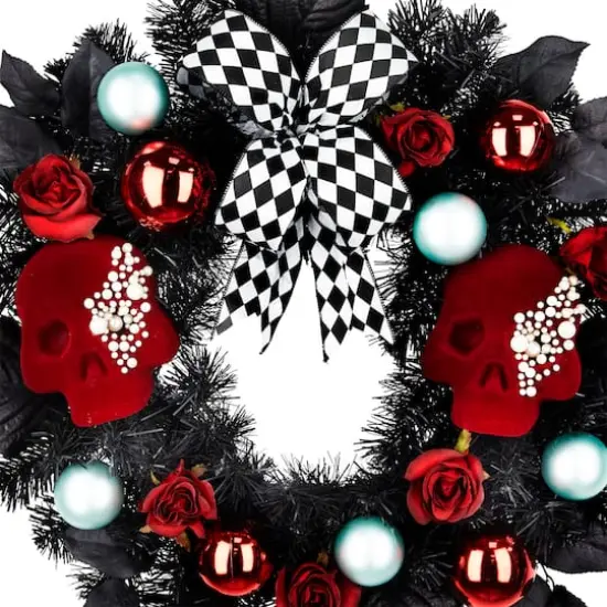 26" Red Skulls & Roses Wreath by Ashland&reg; {3}