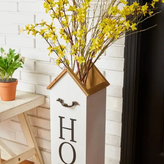 Glitzhome&reg; 30" Wood Home Boxed Porch Sign White {4}