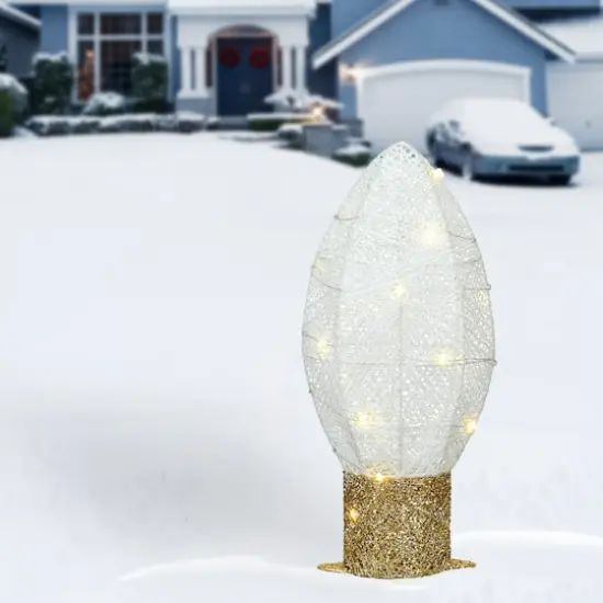 20" Pre-Lit LED White Christmas Light Bulb Decoration {3}