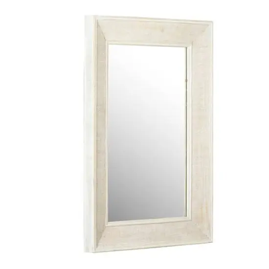 Hello Honey&reg; 31" White Wash Rectangle Wall Mirror with Rattan Detail {3}