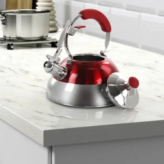 MegaChef 2.7L Red Stovetop Whistling Kettle {6}