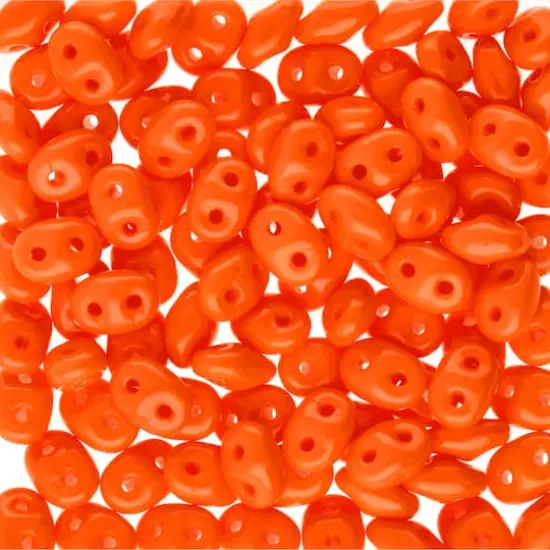 Superduo Two-Hole Czech Glass Beads Orange Solid {1}