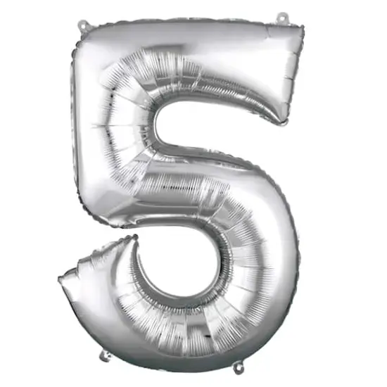 34" Silver Number Foil Balloon 5 {1}