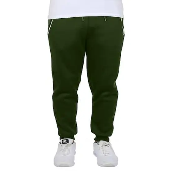 Galaxy by Harvic Men's Fleece-Lined Jogger Sweatpants With Zipper Pockets Olive {1}