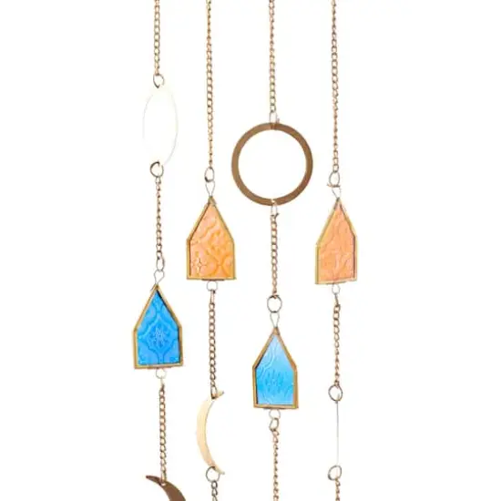 Gold Contemporary Moon and Sun Windchime, 8" x 2" x 42" {6}