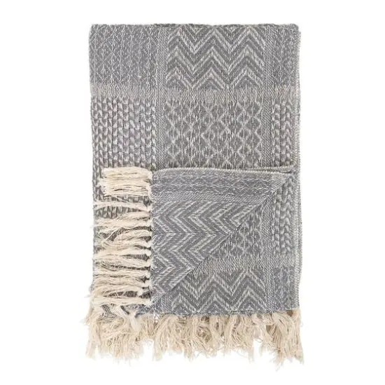 Hello Honey&reg; Gray Cotton Blend Knit Throw Blanket with Fringe {1}