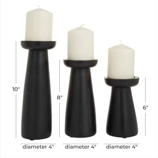 Black Wood Modern Candle holder 10",6",8" {7}