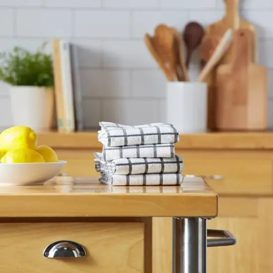 DII&reg; Mineral Gray Windowpane Terry Dishtowels, 4ct. {7}