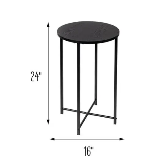 Honey Can Do Black Round Side Table with X-Pattern Base {8}