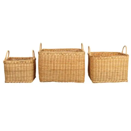 Hello Honey&reg; Natural Square Rattan Basket Set with Handles {10}