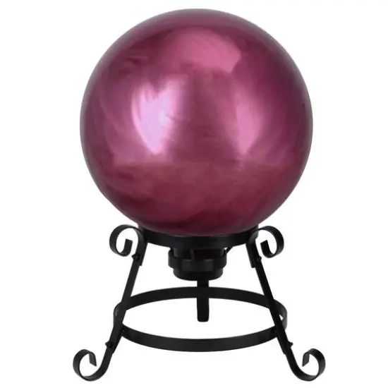 10" Mirrored Garden Gazing Ball Burgundy {4}
