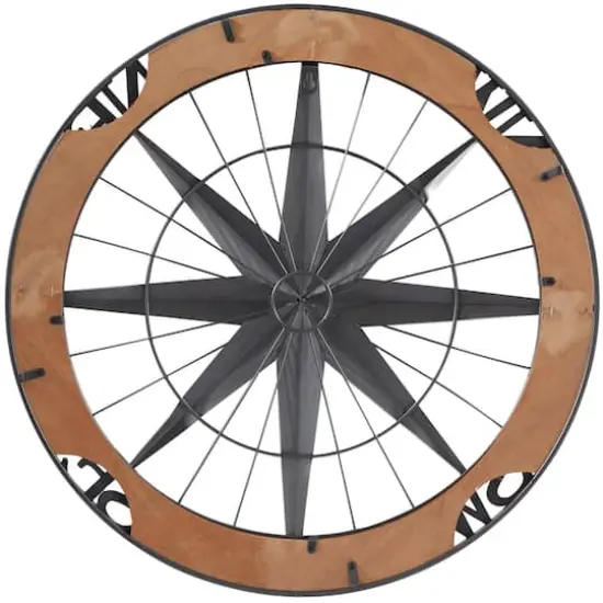 Grey Metal Nautical Compass Wall Decor, 22" x 2" x 22" {5}