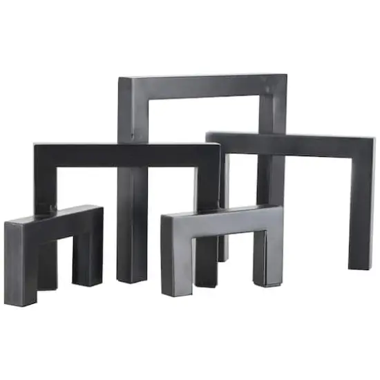13" Black Metal Geometric Abstract Square Arched Sculpture {4}