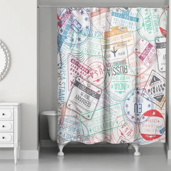 Colorful World Stamps 71" x 74" Shower Curtain {3}