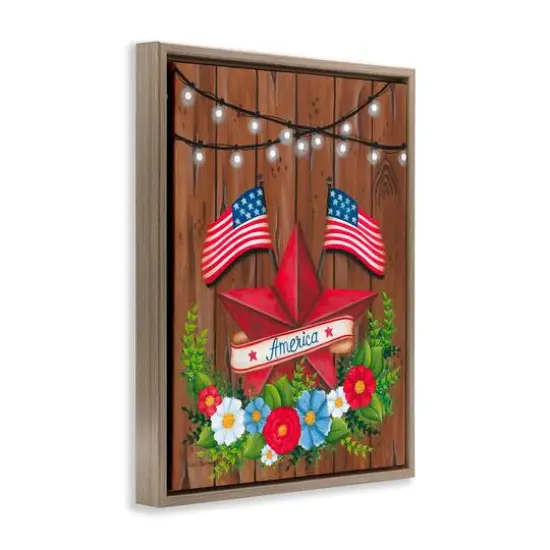 Stupell Industries Americana Country Garland Floater Framed Art Brown {4}