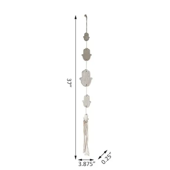 Flora Bunda 24" Ceramic Hamsa Hand With Tassel {3}