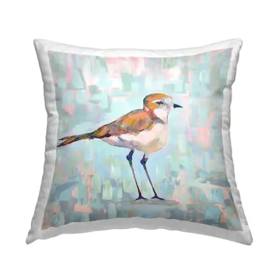 Stupell Industries Small Brown Bird Pastel Blocked Background Throw Pillow, 18" x 18" {1}