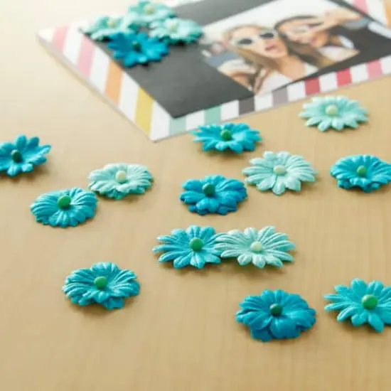 Recollections&trade; Signature Floral Embellishments Aqua {4}