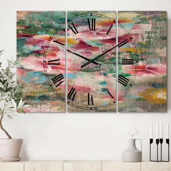 Designart 'Flower Shower Iii Lodge Multipanel Wall Clock {3}