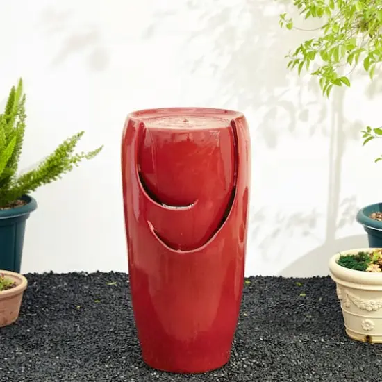 Glitzhome&reg; 29" Ceramic Pot Fountain Red {3}