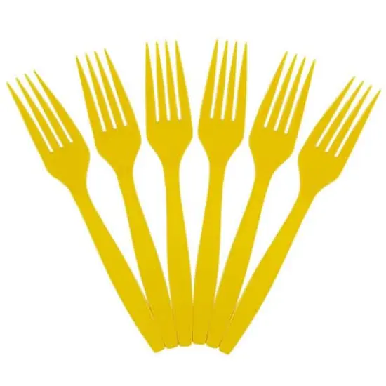 JAM Paper Premium Plastic Forks, 100ct. Yellow {1}