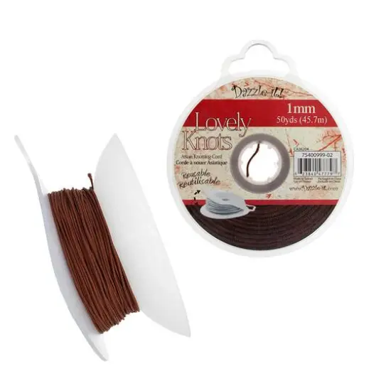 John Bead Lovely Knots 1mm Asian Knotting Cord with Bobbin, 50yd. Light Chocolate {1}