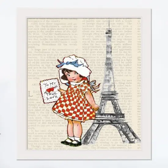 Newspaper Paris 16" x 20" White Framed Print Under Plexiglass {1}